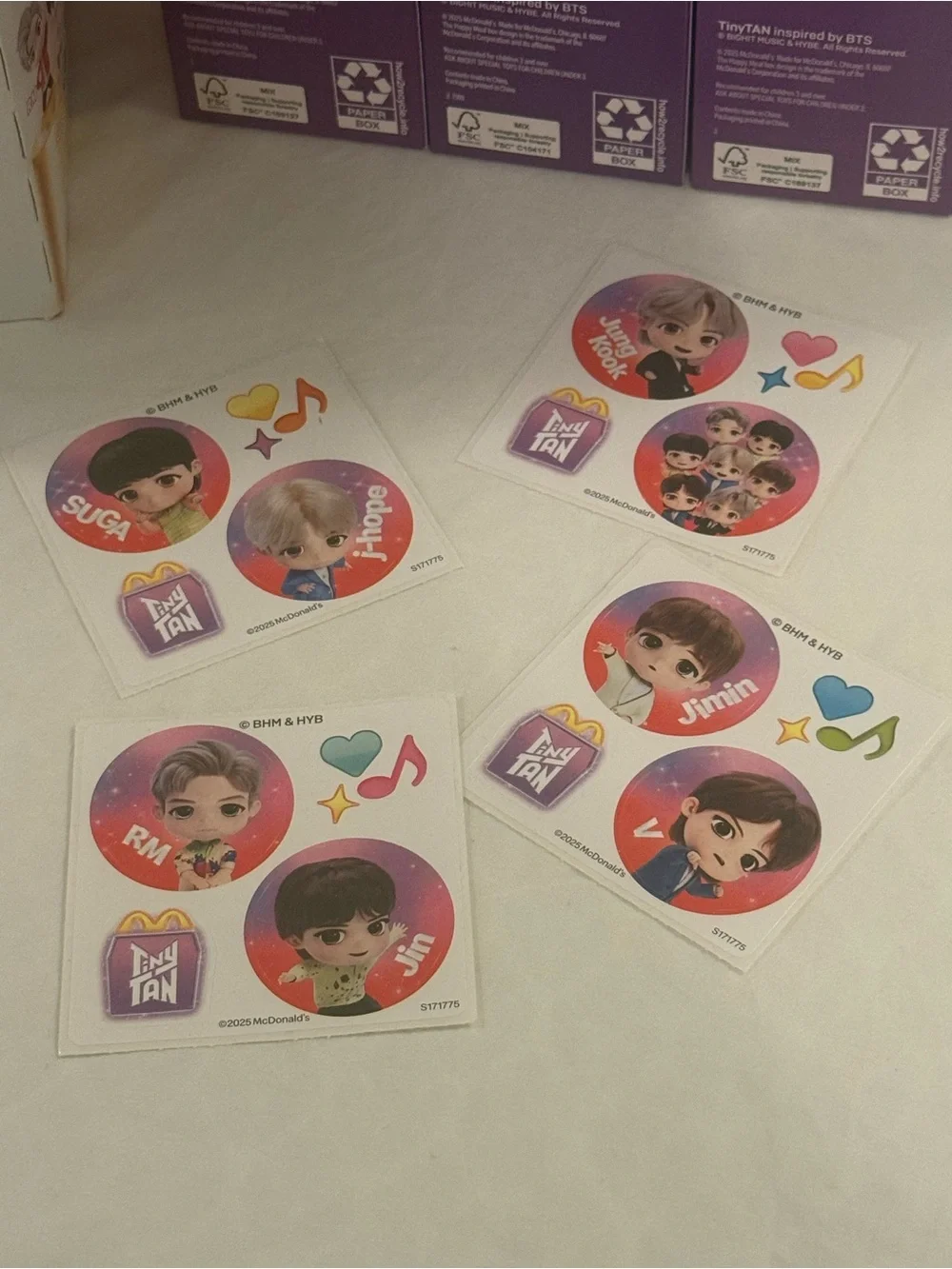 BTS McDonaldâs TinyTAN Figurine Set + Happy Meal Box, Stickers & FREE Tote Bag - Picture 2 of 12